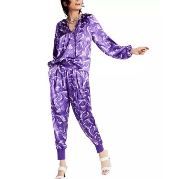 INC International Concepts Tops - INC PRINTED RUFFLED TIE NECK BLOUSE